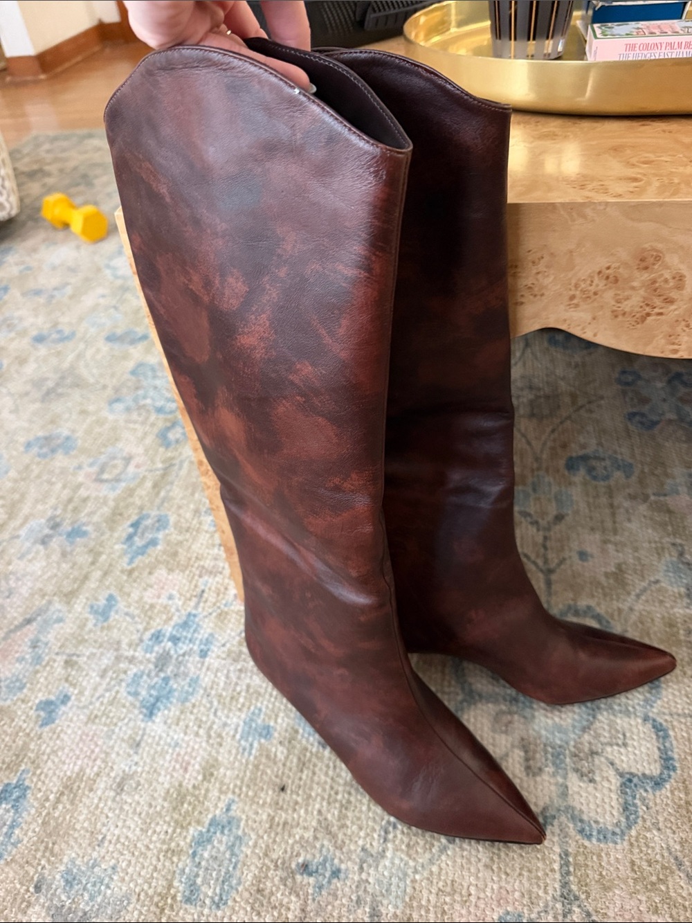 SCHUTZ Maryana Lo Leather Boots - Size 8.5 Kitten Heel Boot